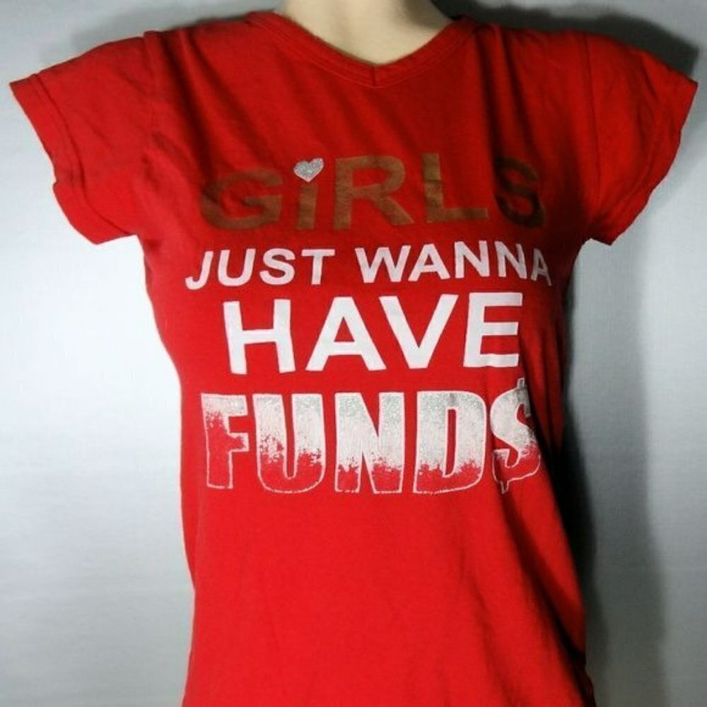 "Girls Just Wanna Have Fund$" Red Tanktop Size Medium